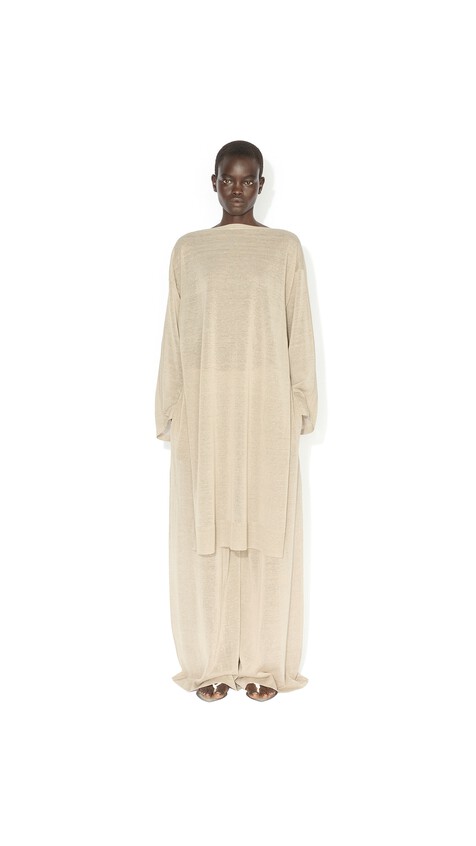 ALA&Iuml;A SLIK LINEN KAFTAN DRESS BEIGE - View 2