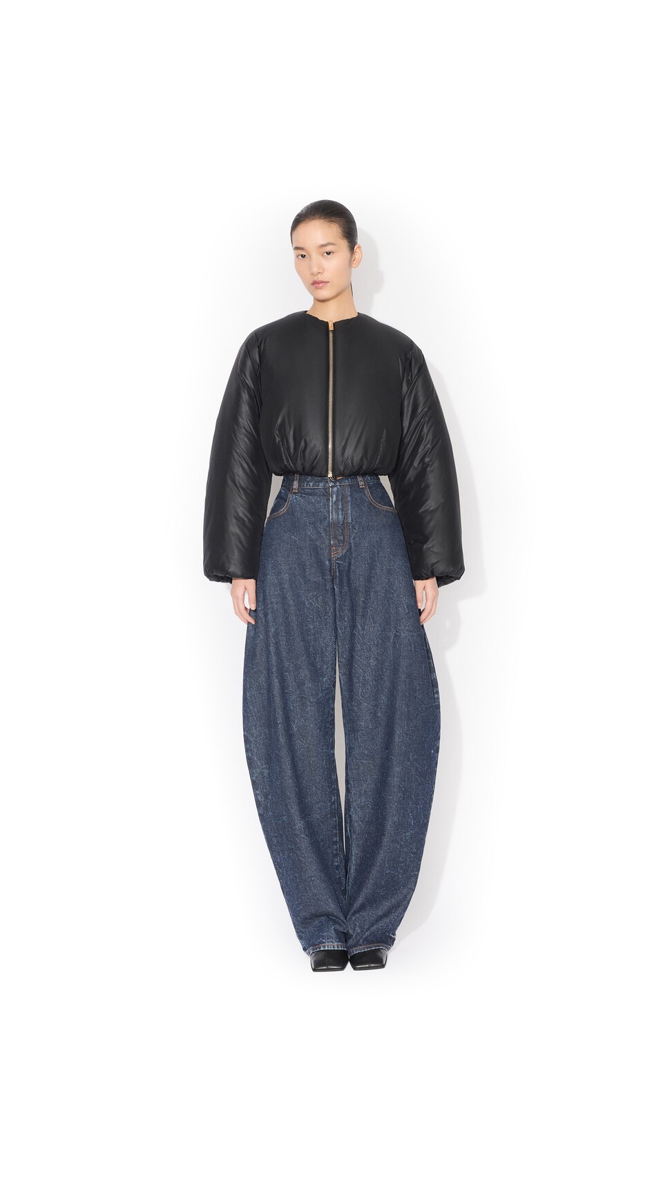 ALA&Iuml;A NYLON PLEATED BOMBER BLACK - View 2