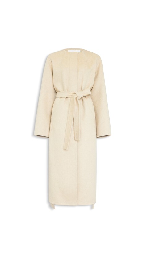 ALA&Iuml;A DOUBLE FACE CASHMERE COLLARLESS COAT BEIGE