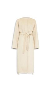 BEIGE - ALA&Iuml;A DOUBLE FACE CASHMERE COLLARLESS COAT