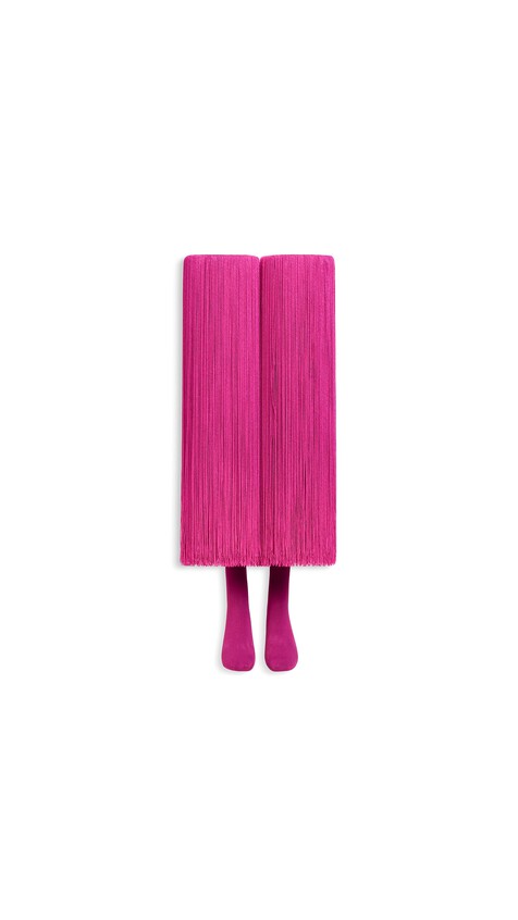 ALA&Iuml;A HIGH FRINGED SOCKS GARNET