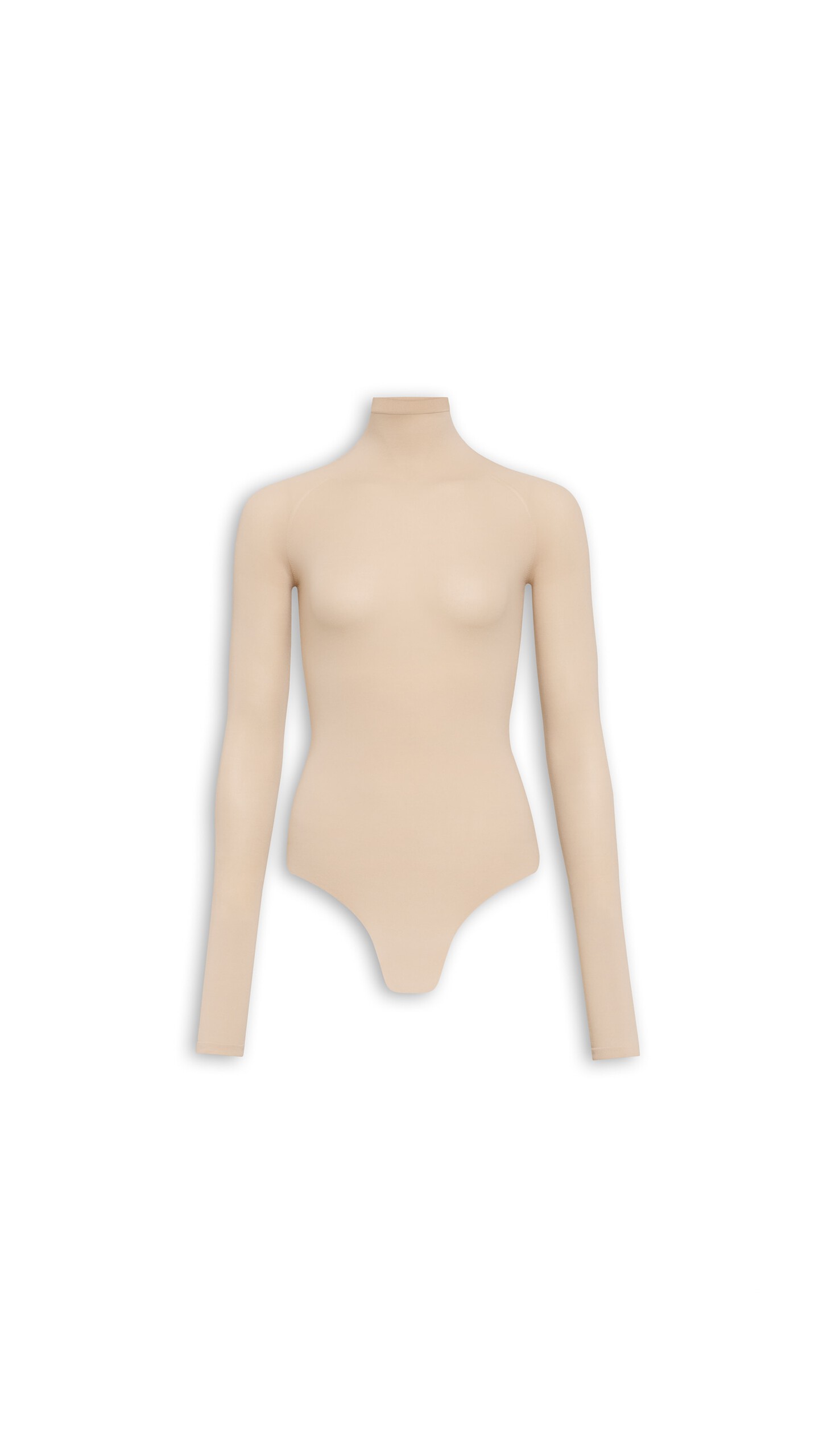 ALA&Iuml;A HIGH NECK SECOND-SKIN KNIT BODYSUIT BEIGE - View 2