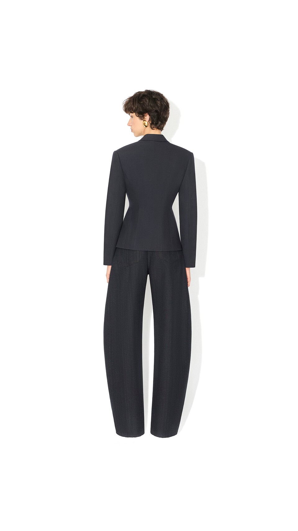 ALA&Iuml;A LIGHT WOOL DOUBLE-BREASTED JACKET MIDNIGHT - View 3
