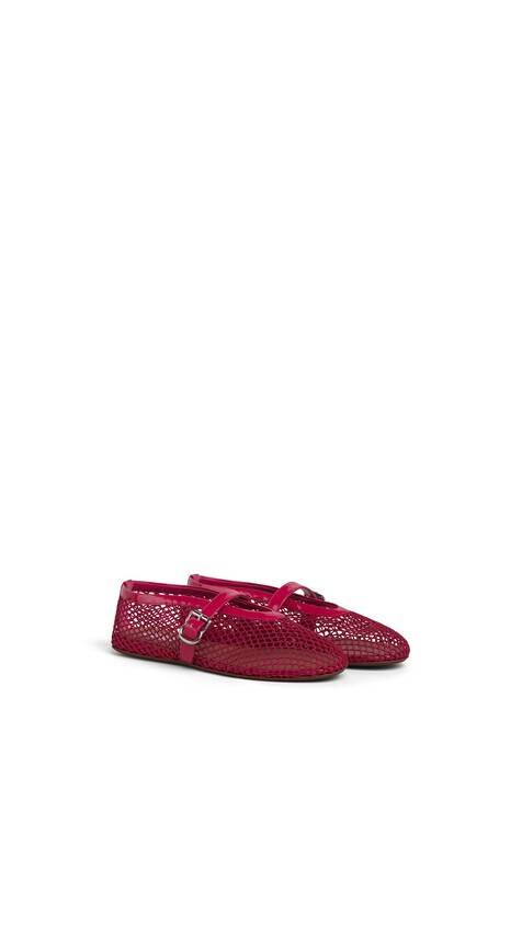 ALA&Iuml;A BALLET FLATS IN FISHNET RASPBERRY - View 2