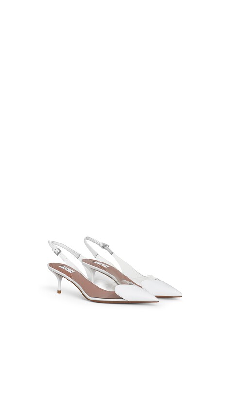 ALA&Iuml;A LE C&OElig;UR SLINGBACKS 55 IN PATENT LEATHER OPTICAL WHITE - View 2