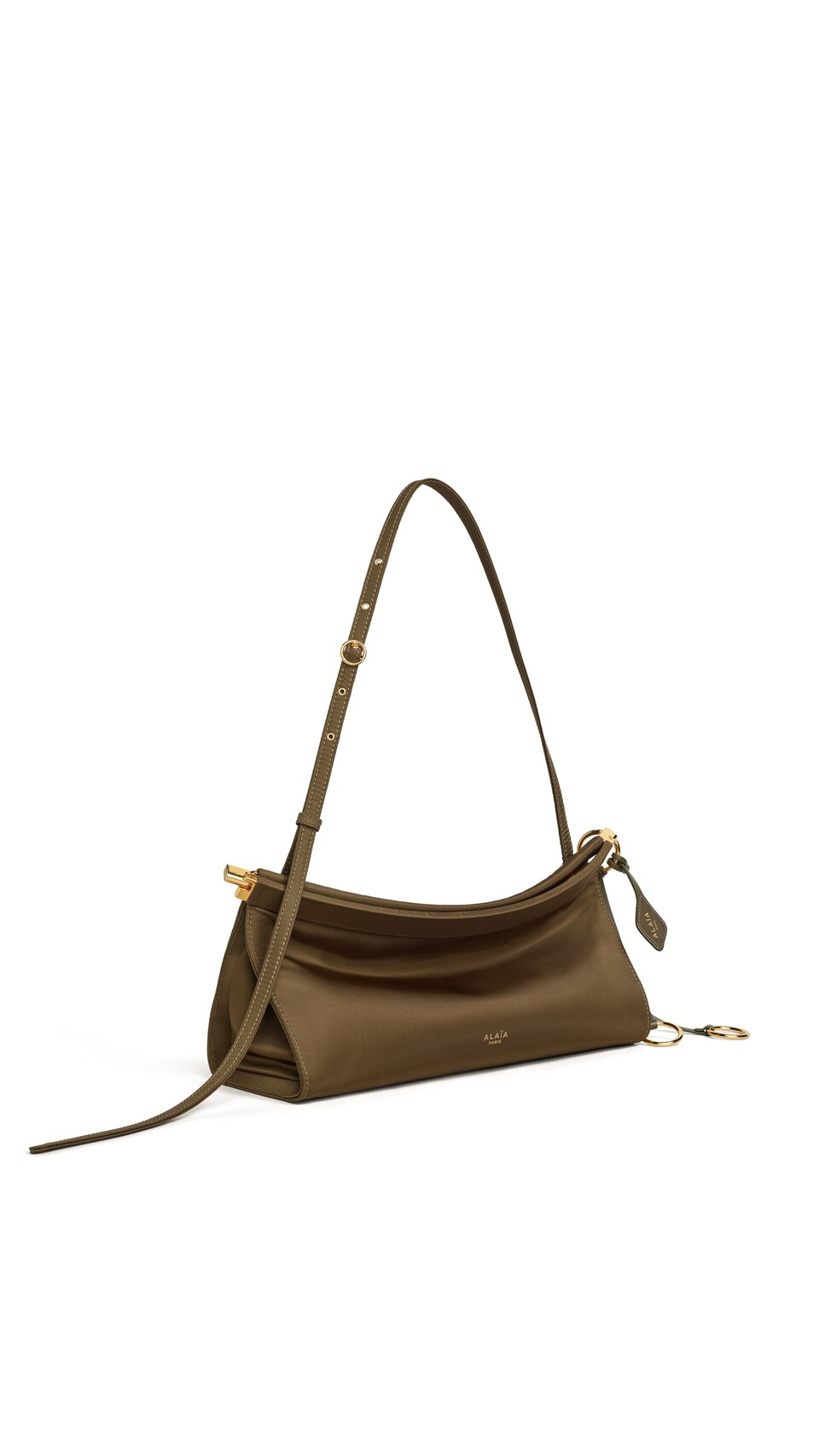 ALA&Iuml;A LE CLICK EAST WEST MEDIUM BAG IN NYLON KAKI - View 2