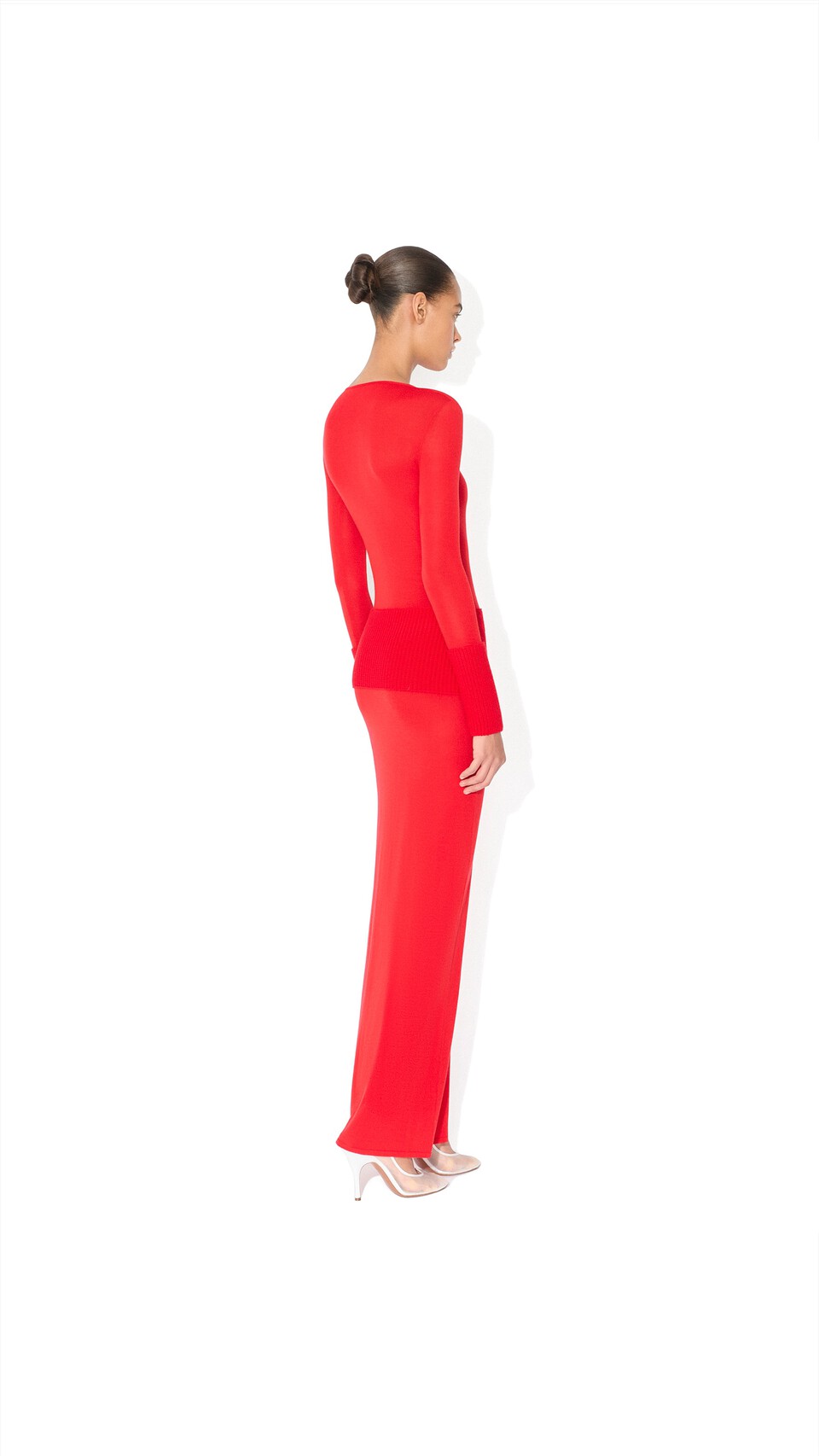 ALA&Iuml;A MERINO BODYCON DRESS RED - View 3