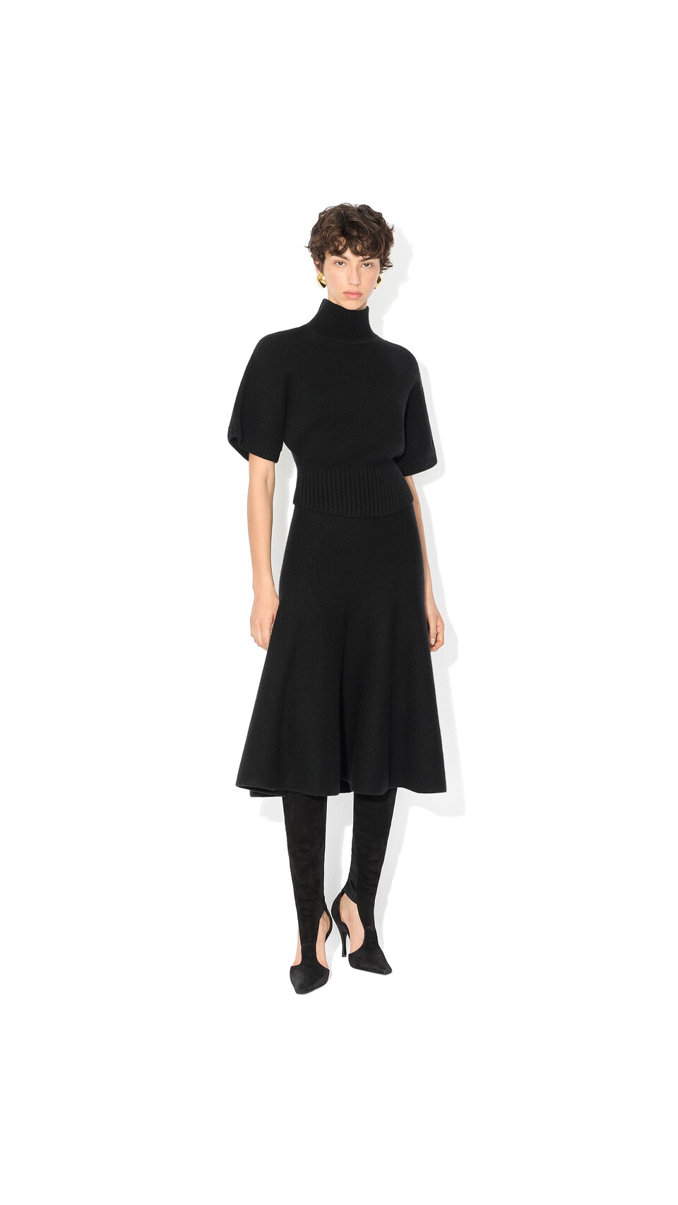 ALA&Iuml;A CASHMERE HIGH NECK JUMPER BLACK - View 2