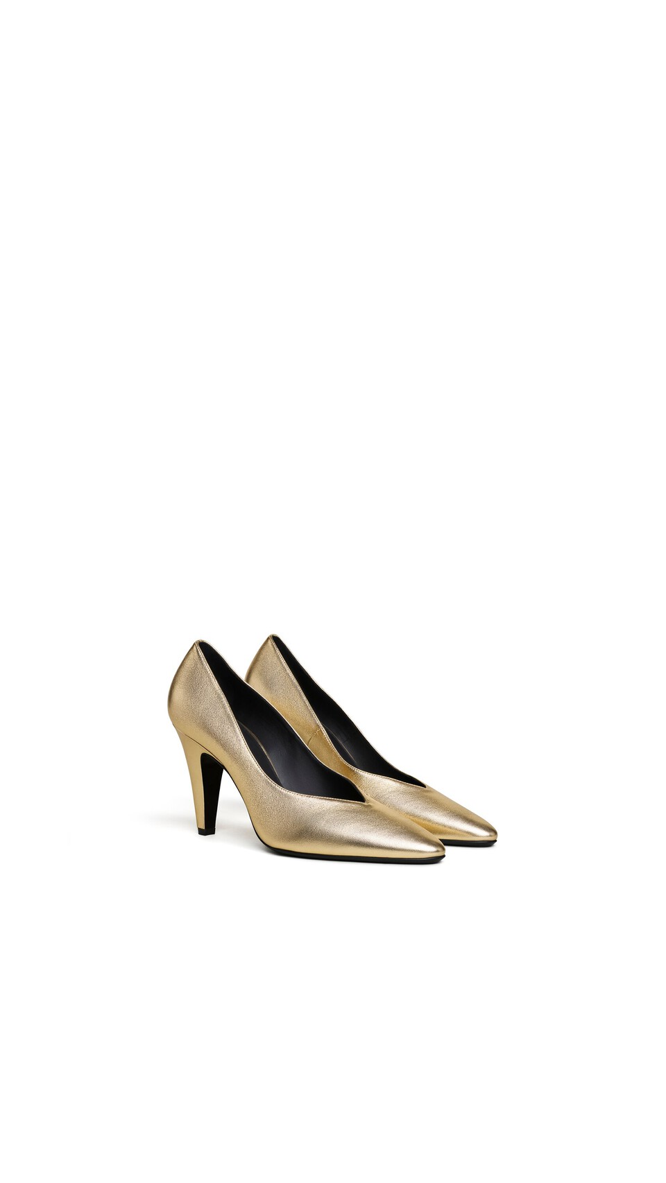 ALA&Iuml;A CONE PUMPS IN LAMINATED LEATHER YELLOW GOLD METALS - View 2