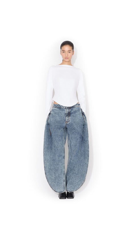 ALA&Iuml;A PETAL DENIM PANTS SNOW BLUE - View 2