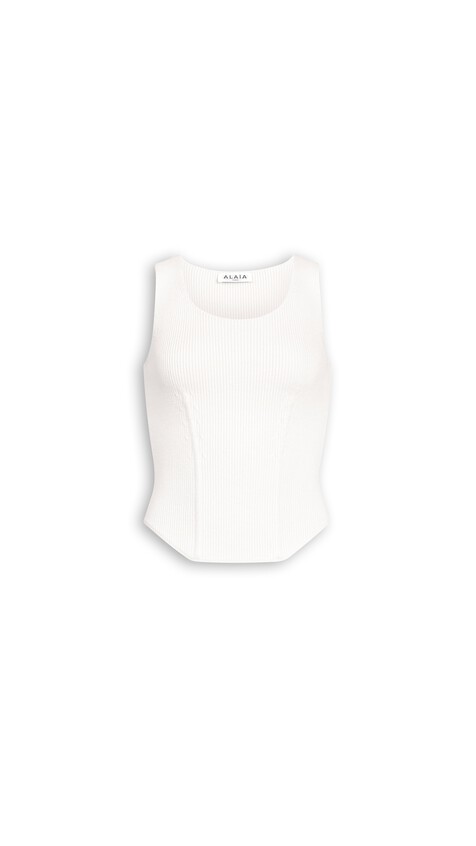 ALA&Iuml;A CORSET WOOL TOP NATURAL WHITE