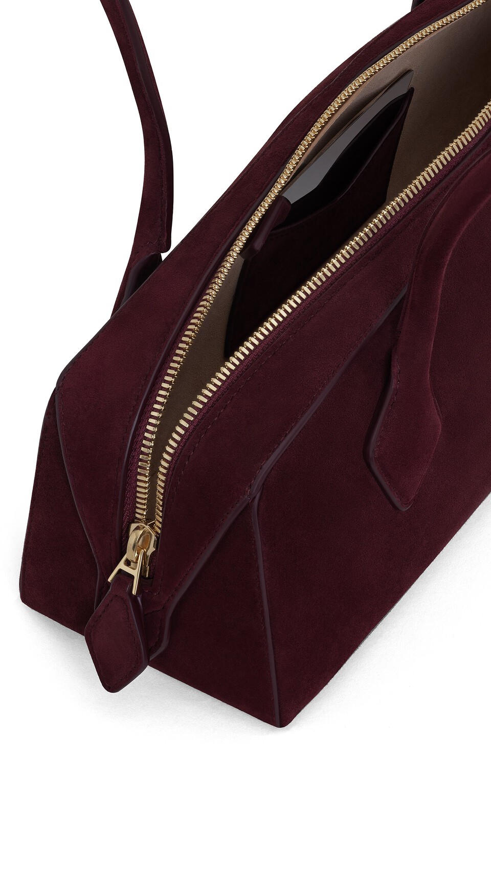 ALA&Iuml;A LE TECKEL MEDIUM BAG IN SUEDE GARNET RED - View 3