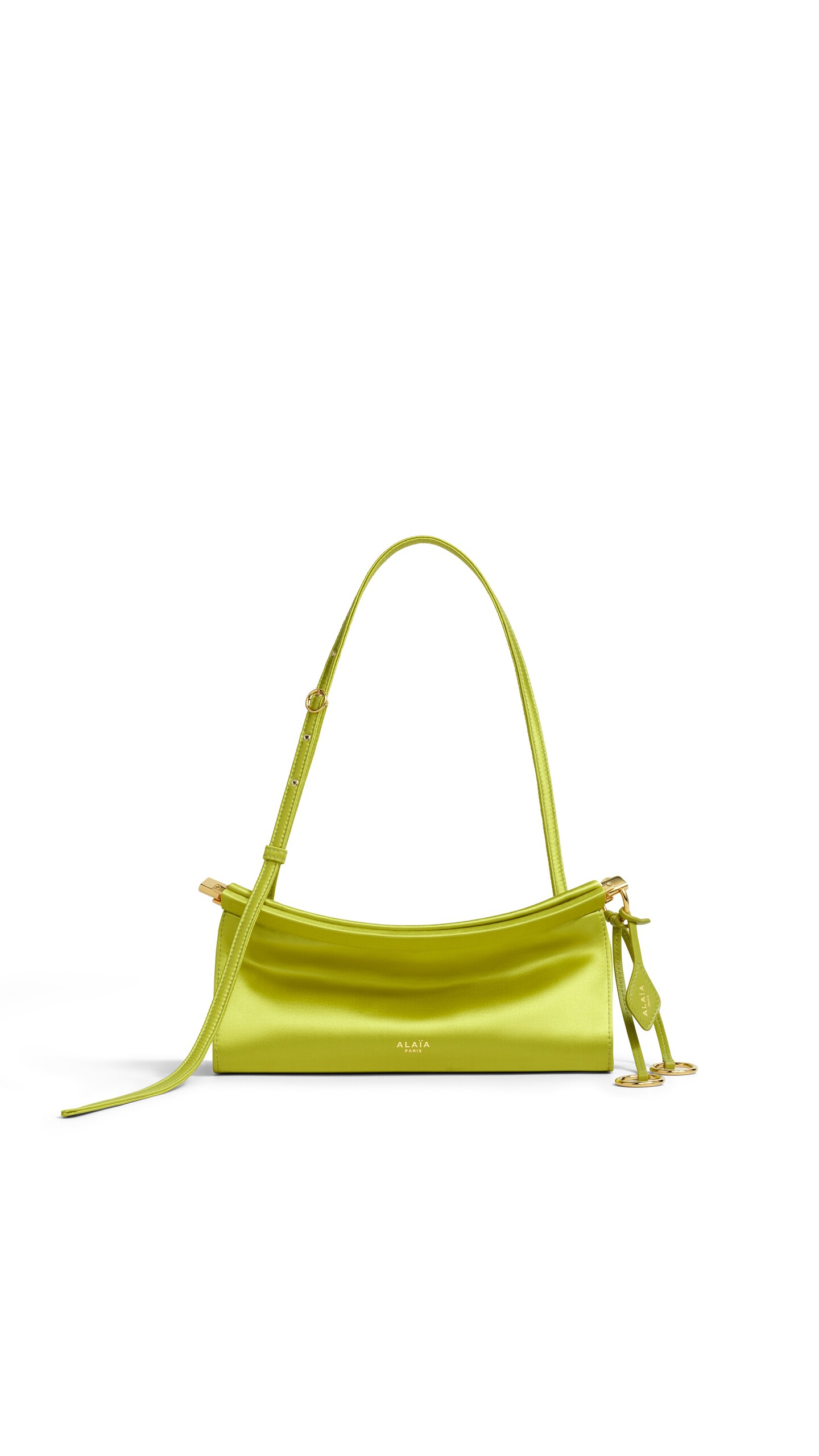 ALA&Iuml;A LE CLICK EAST WEST SMALL BAG IN SATIN LIME