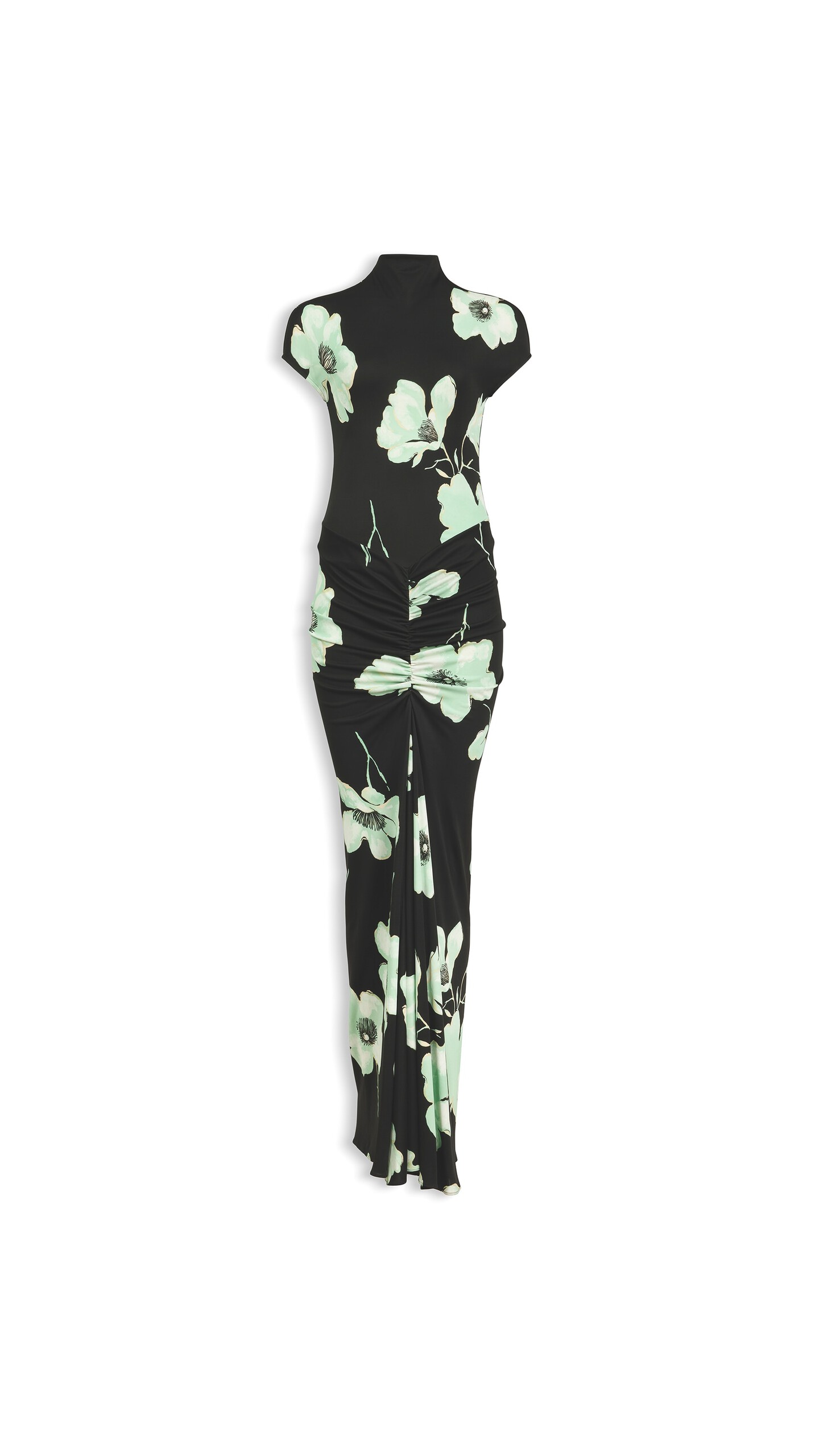 ALA&Iuml;A DRAPED PRINTED DRESS BLACK