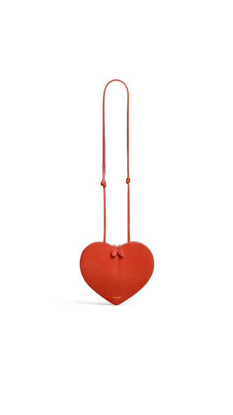 ALA&Iuml;A LE C&OElig;UR BI-MATERIAL BAG IN LEATHER BURNT ORANGE