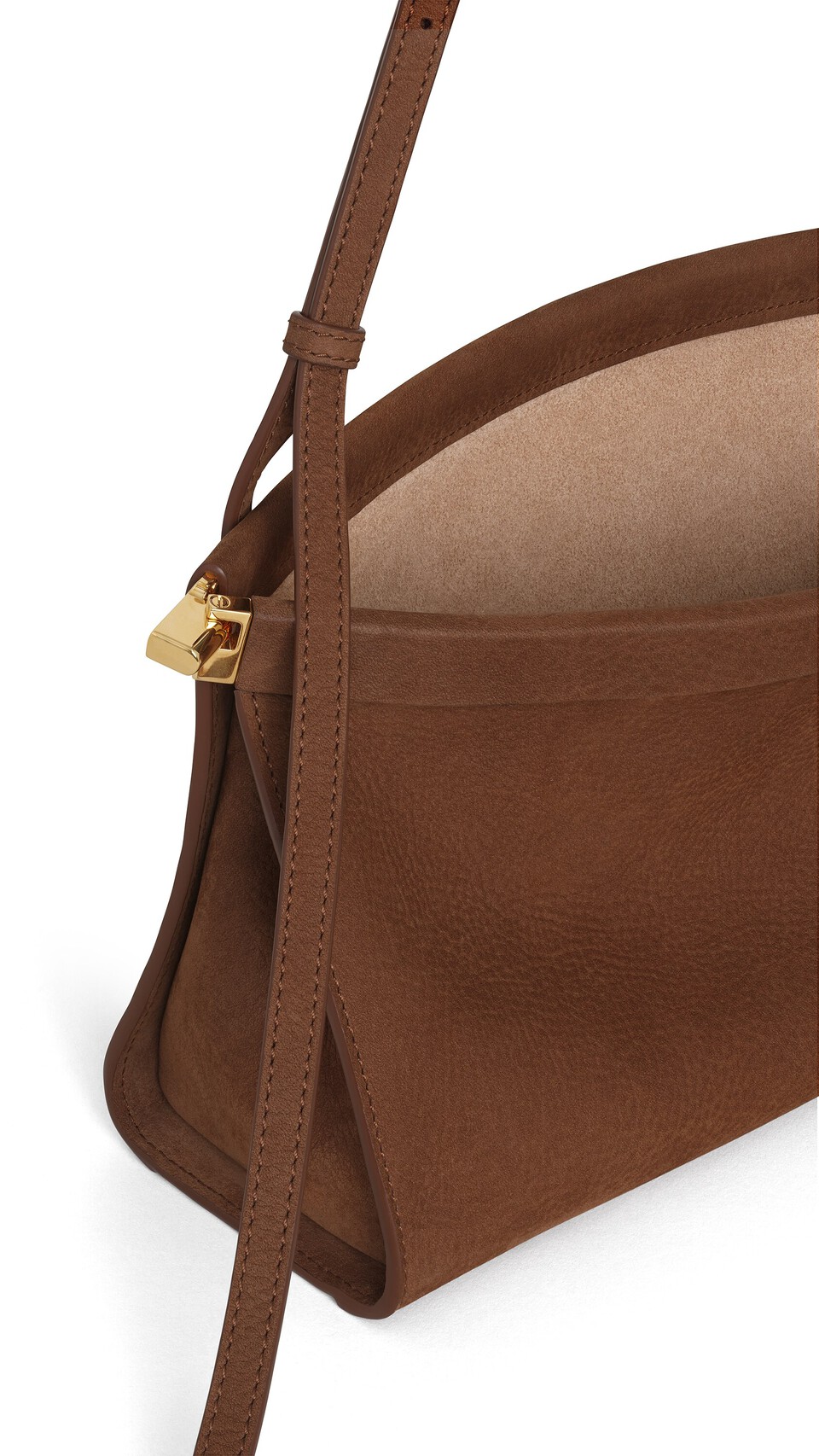 ALA&Iuml;A LE CLICK EAST WEST MEDIUM BAG IN NUBUCK BROWN - View 3