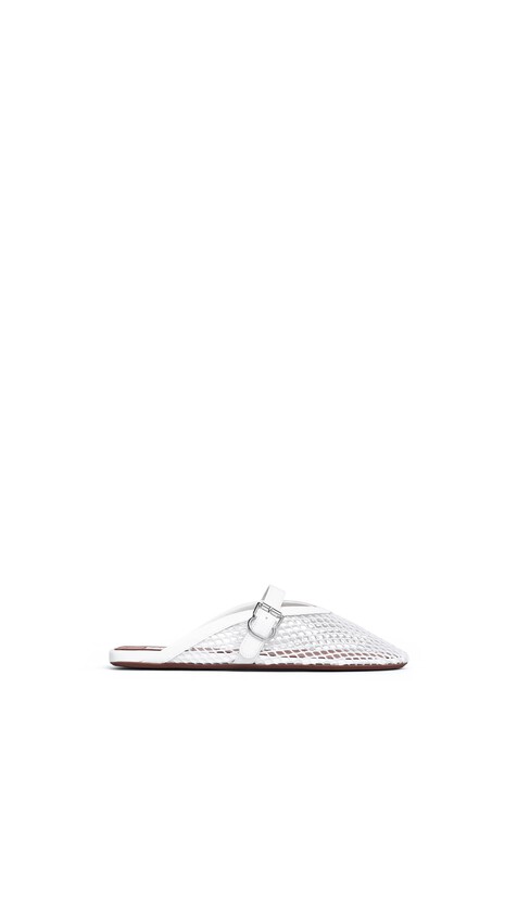 ALA&Iuml;A FLAT MULES IN FISHNET OPTICAL WHITE