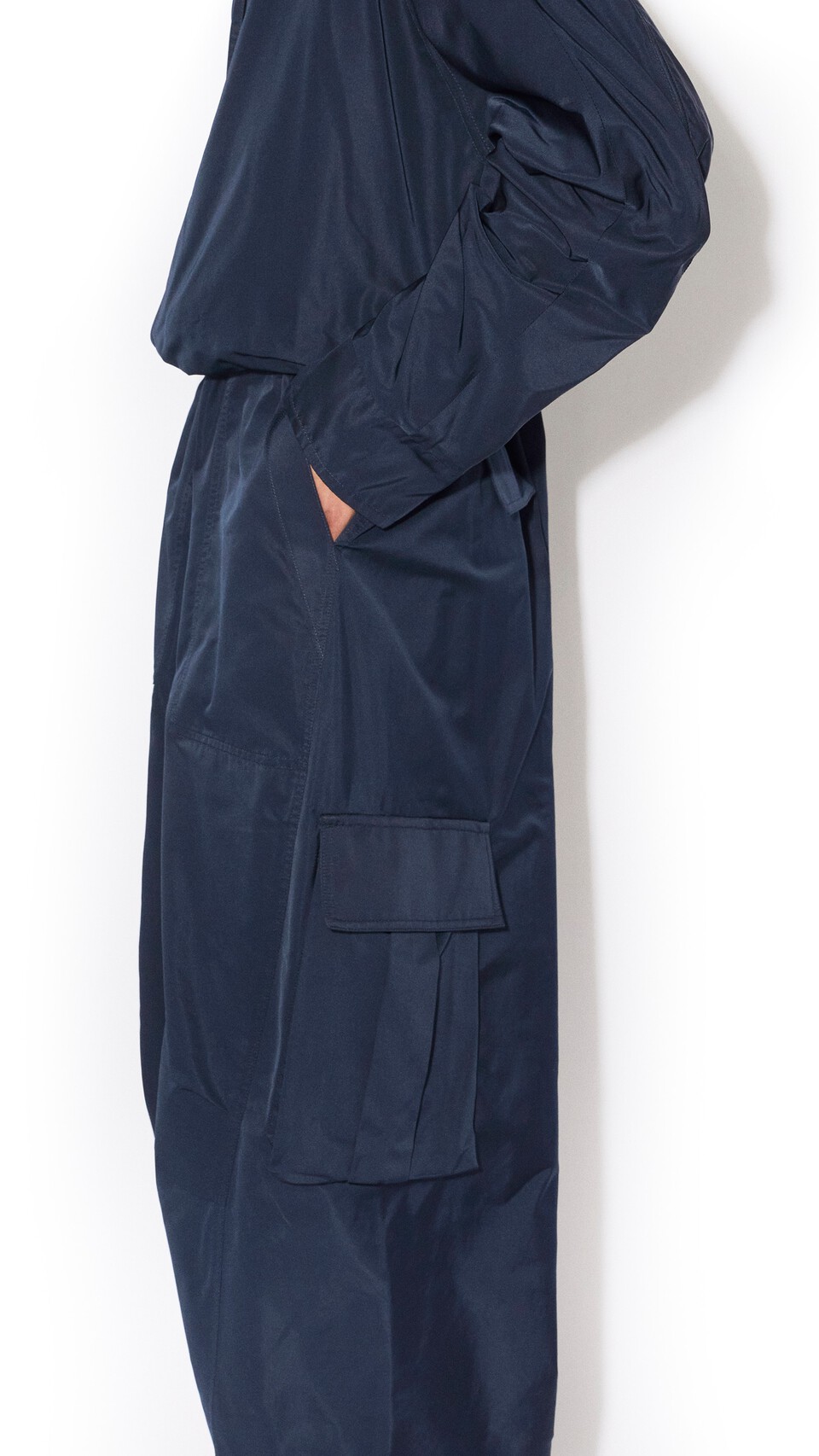 ALA&Iuml;A SILK RADZIMIR HOODED WINDJACKET NAVY - View 4