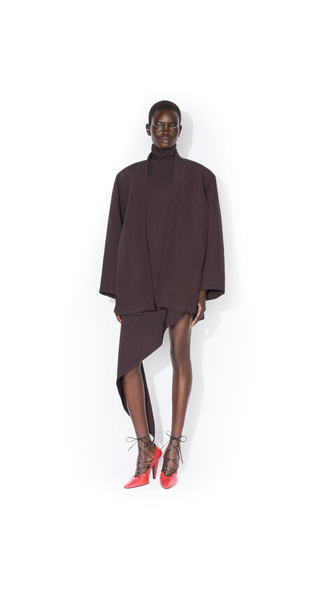 ALA&Iuml;A POPLIN POINTED SKIRT EGGPLANT - View 2