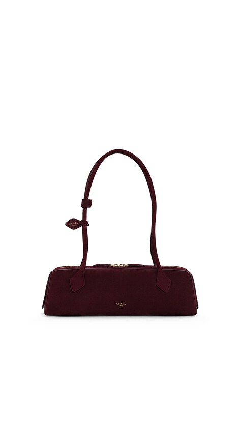 ALA&Iuml;A LE TECKEL MEDIUM BAG IN SUEDE GARNET RED
