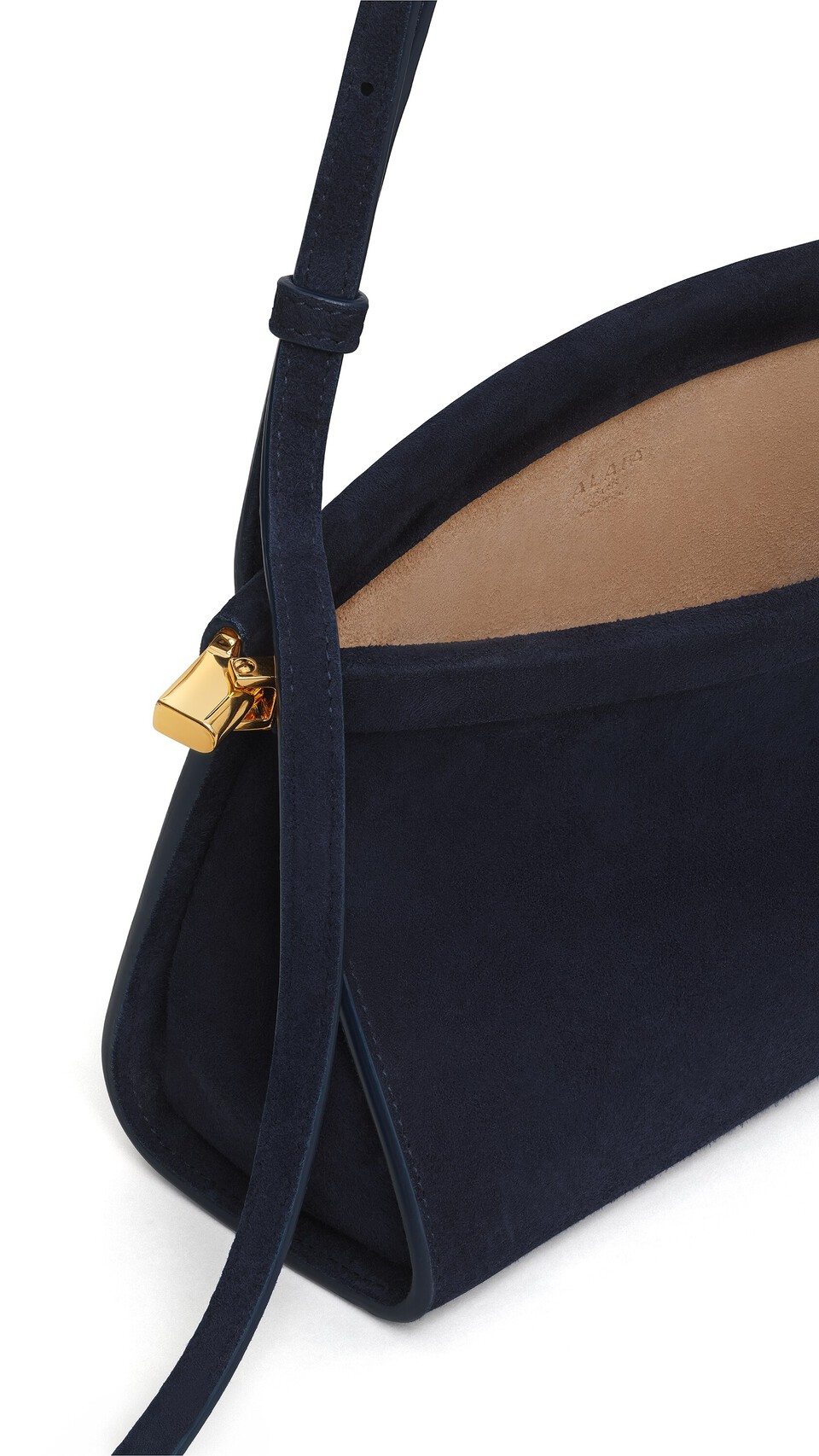 ALA&Iuml;A LE CLICK EAST WEST SMALL BAG IN SUEDE MIDNIGHT - View 3