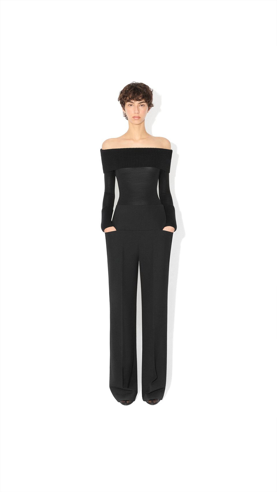 ALA&Iuml;A SCHULTERFREIER BODY AUS MERINOWOLLE ALAIA SCHWARZ - View 2