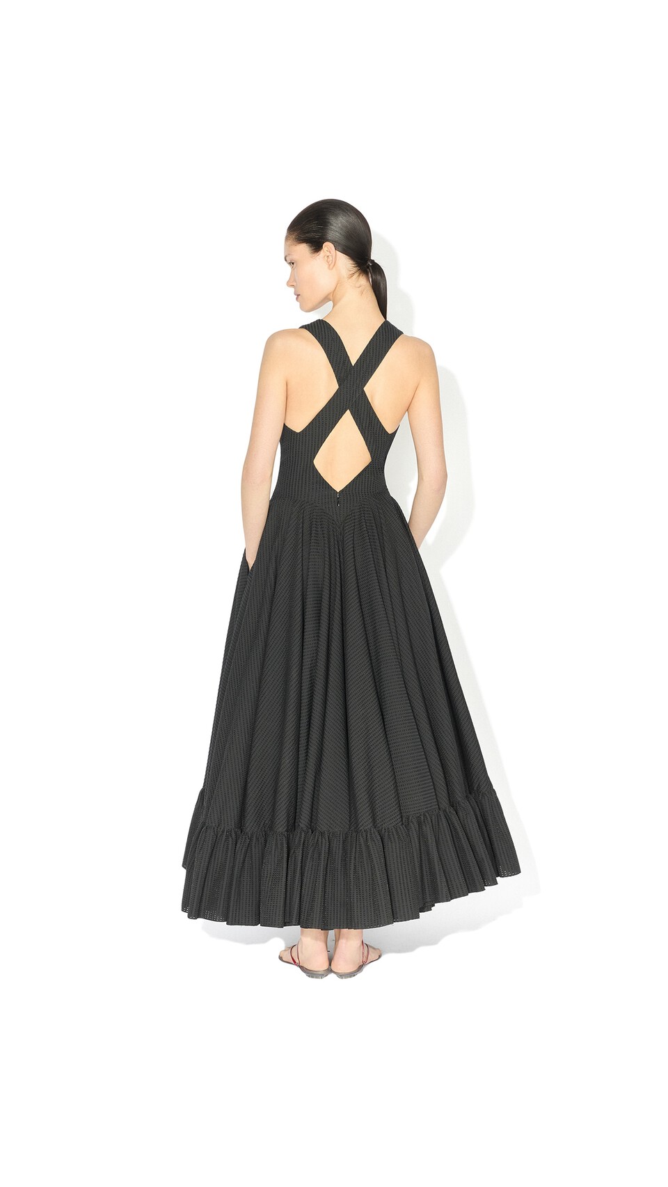 ALA&Iuml;A DEESSE COTTON DRESS BLACK - View 3