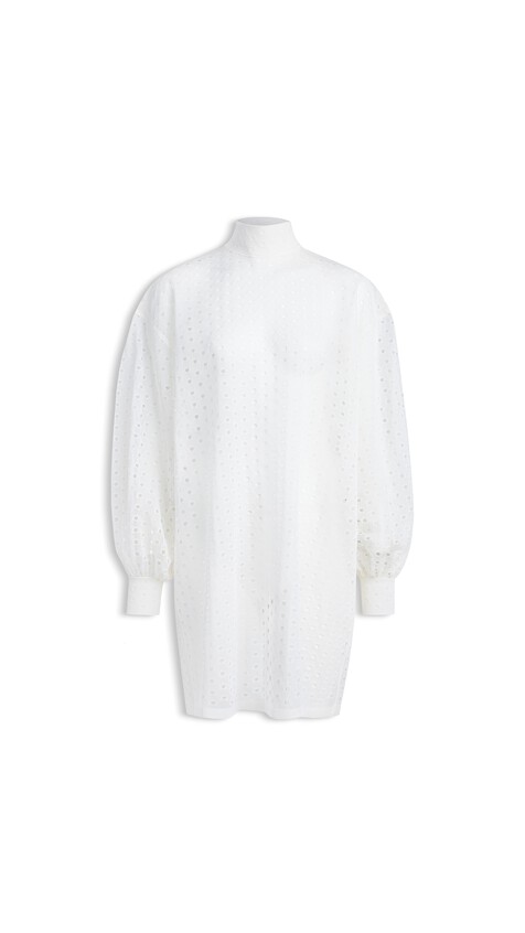 ALA&Iuml;A KNITTED EYELETS TUNIC WHITE