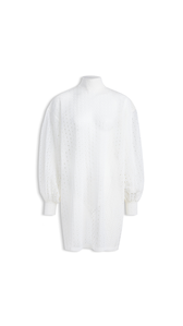 WHITE - ALA&Iuml;A KNITTED EYELETS TUNIC