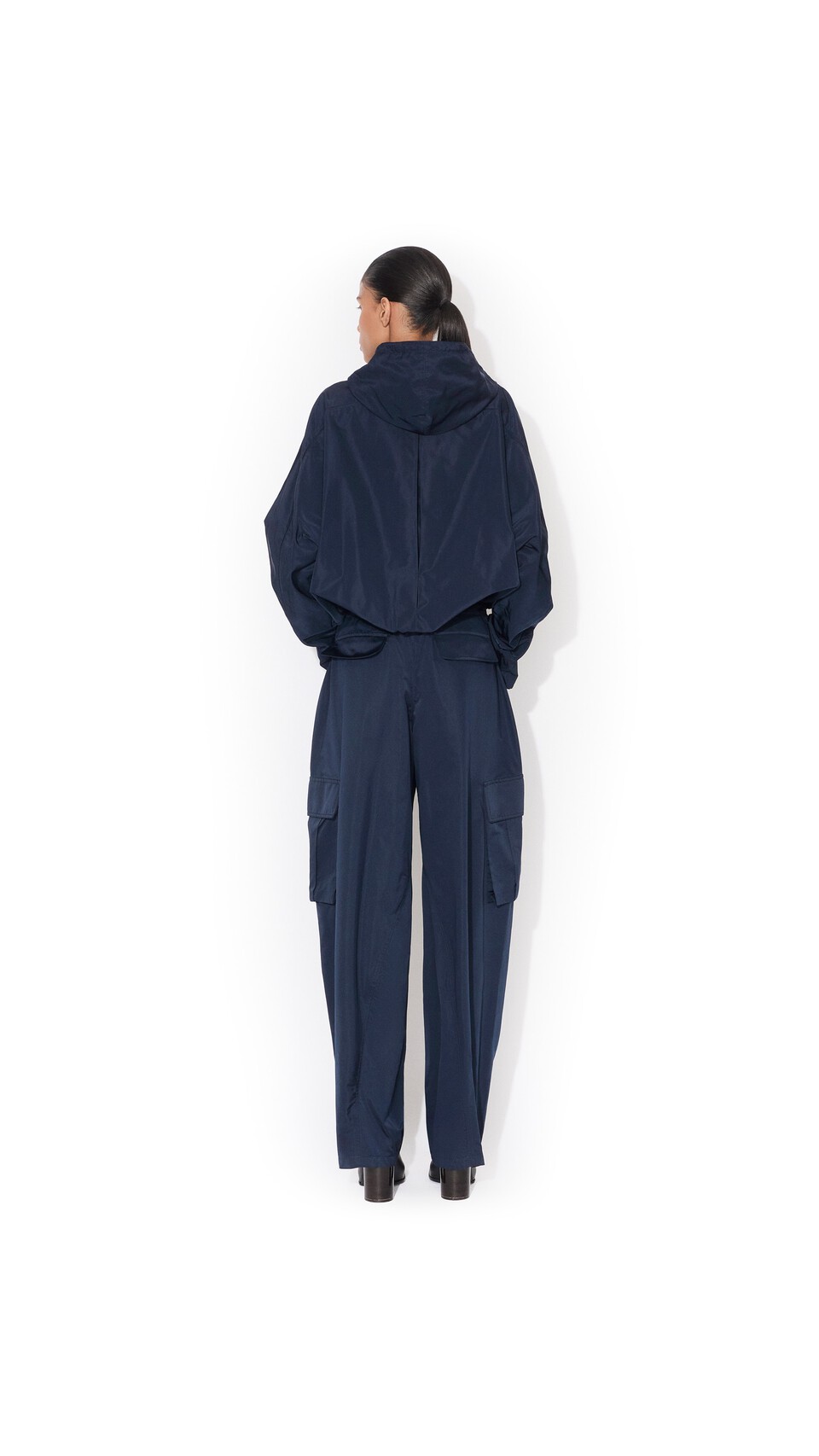 ALA&Iuml;A SILK RADZIMIR HOODED WINDJACKET NAVY - View 3