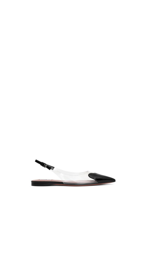 ALA&Iuml;A LE C&OElig;UR FLAT SLINGBACKS IN PATENT CALFSKIN BLACK