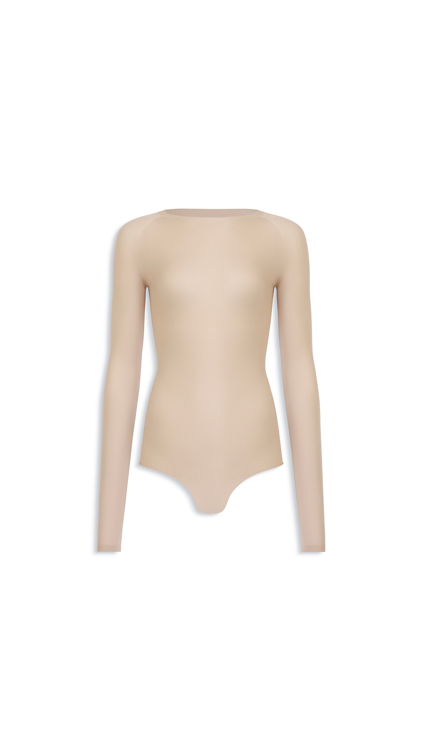 ALA&Iuml;A ROUND NECK SECOND-SKIN KNIT BODYSUIT BEIGE