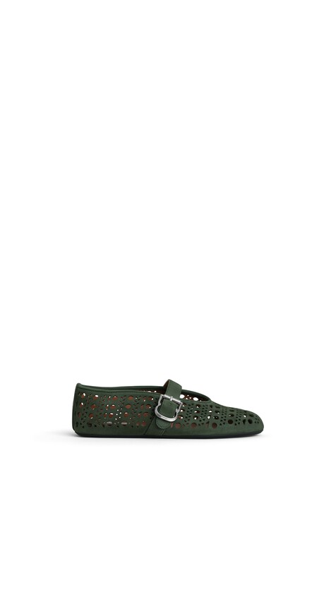 ALA&Iuml;A BALLET FLATS VIENNE IN SUEDE LICHEN