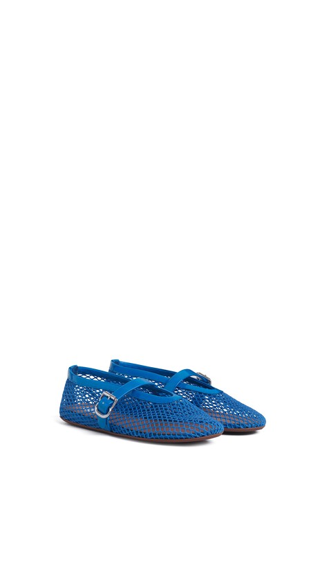 ALA&Iuml;A BALLET FLATS IN FISHNET ELECTRIC BLUE - View 2