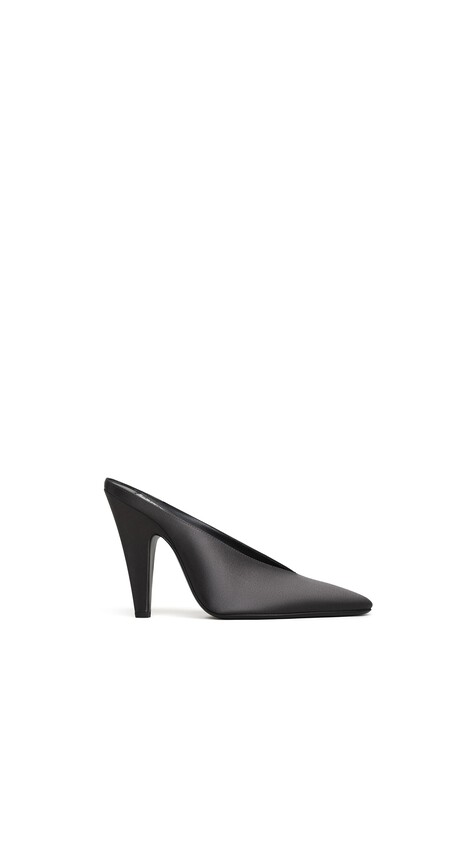 ALA&Iuml;A CONE MULES IN SATIN ANTHRACITE/DARK GREY