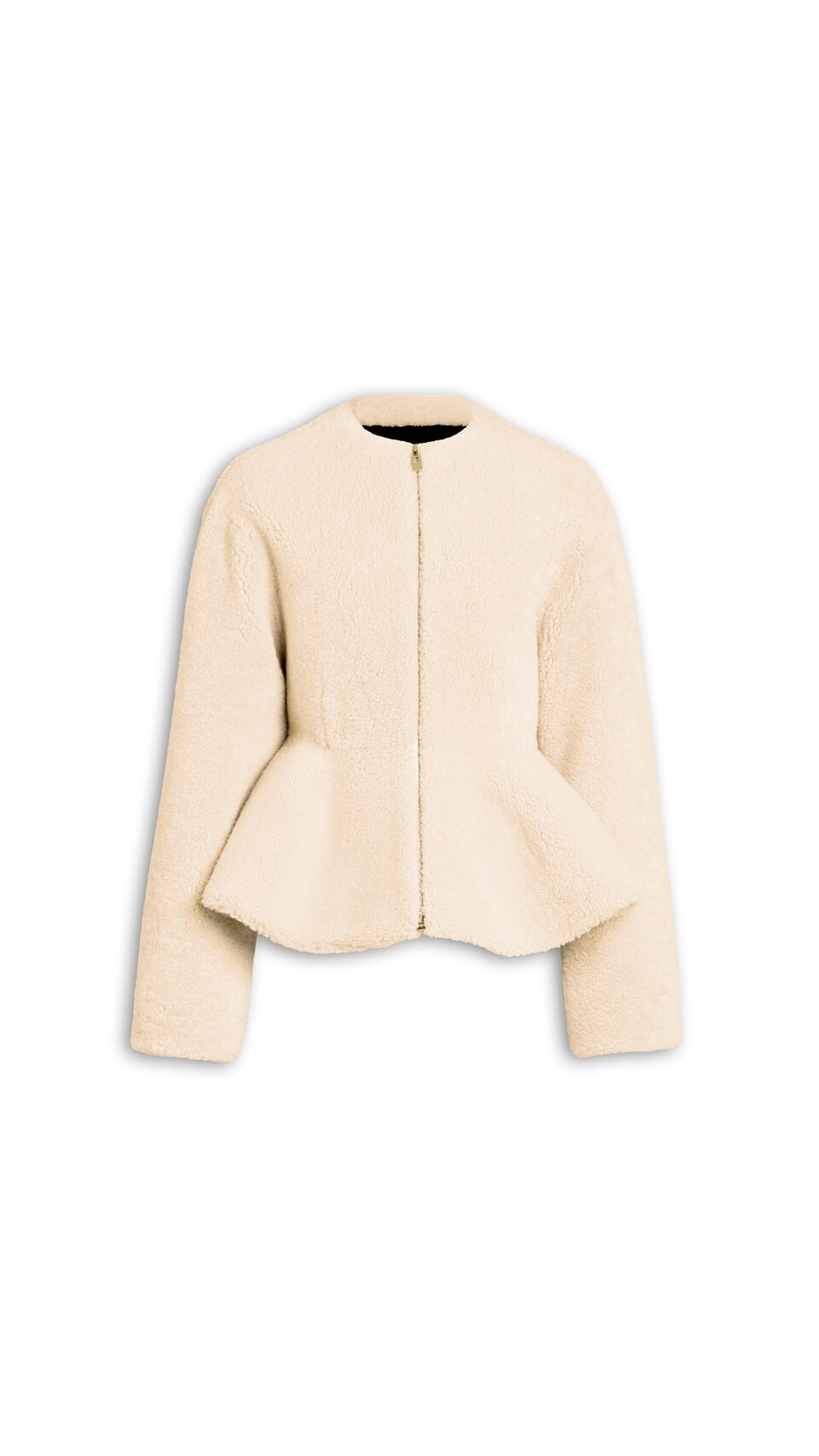 ALA&Iuml;A SHEARLING PEPLUM JACKET NATURAL