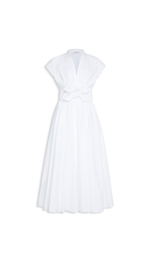 WHITE - ALA&Iuml;A BELTED POPLIN DRESS