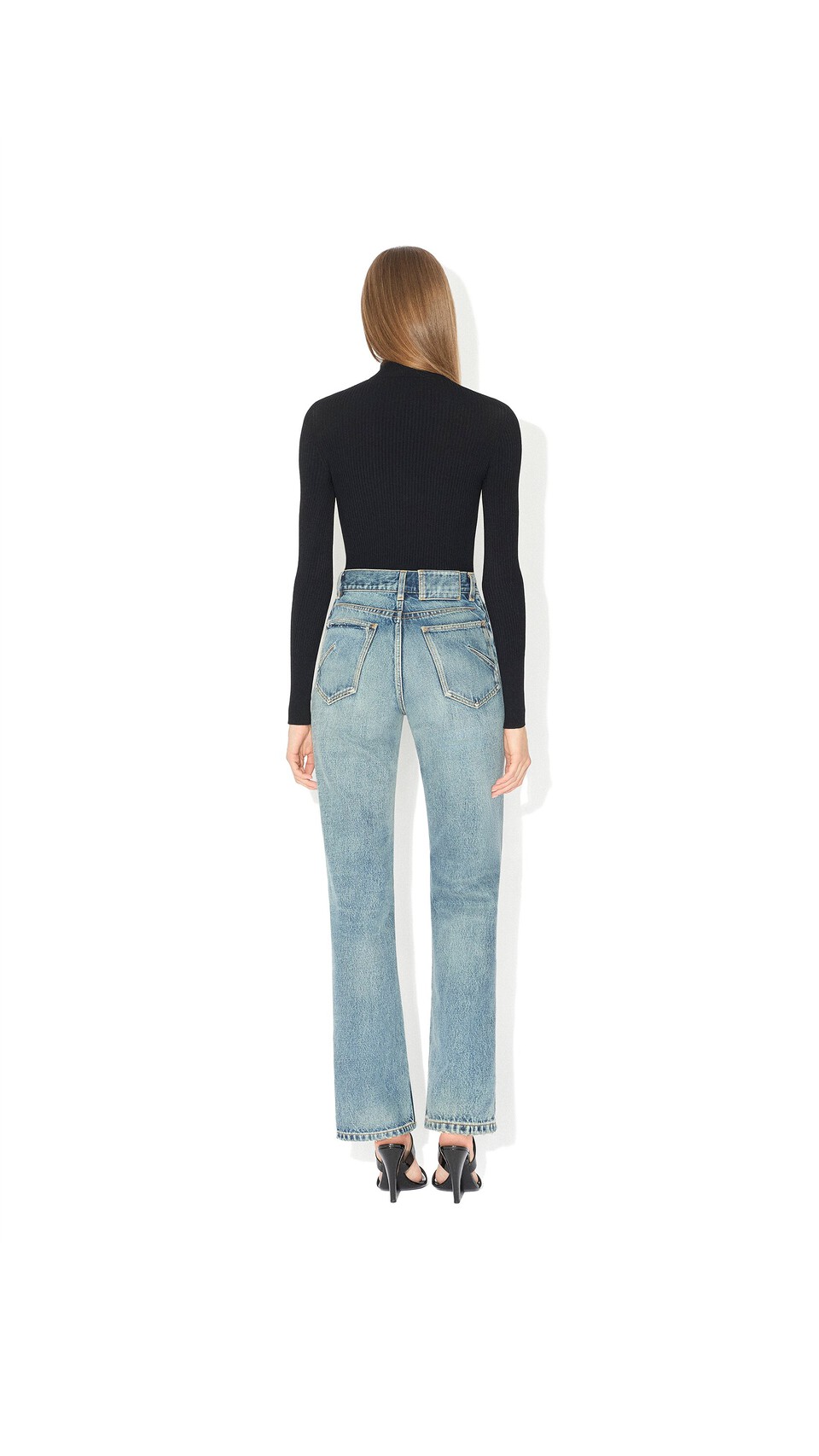 ALA&Iuml;A JEANS DRITTI IN DENIM AZZURRO - View 3
