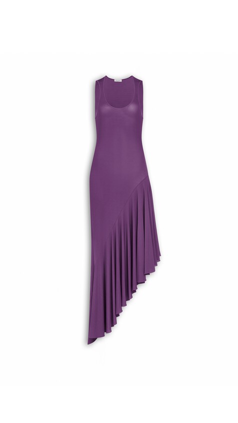 ALA&Iuml;A ASYMMETRIC FLUID JERSEY DRESS MULTICOLORED