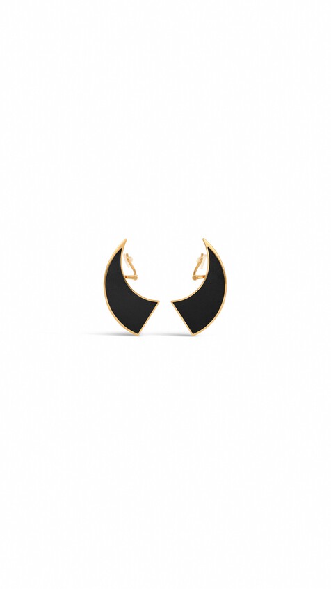 ALA&Iuml;A EDGE EARRINGS IN LEATHER BLACK/GOLD