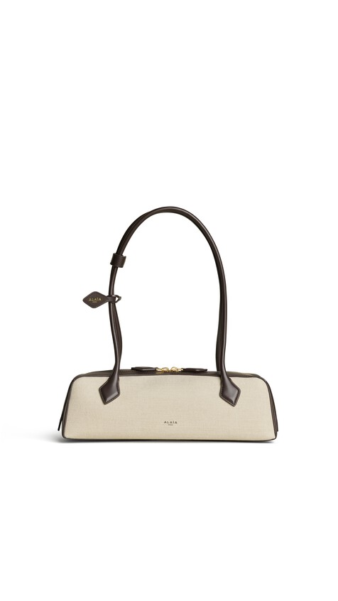 ALA&Iuml;A LE TECKEL MEDIUM BAG IN CANVAS NATURAL