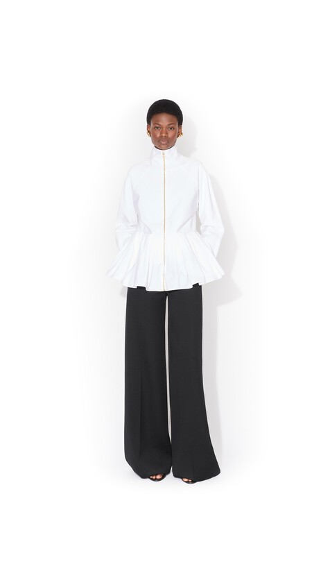 ALA&Iuml;A COTTON POPLIN PEPLUM JACKET WHITE - View 2