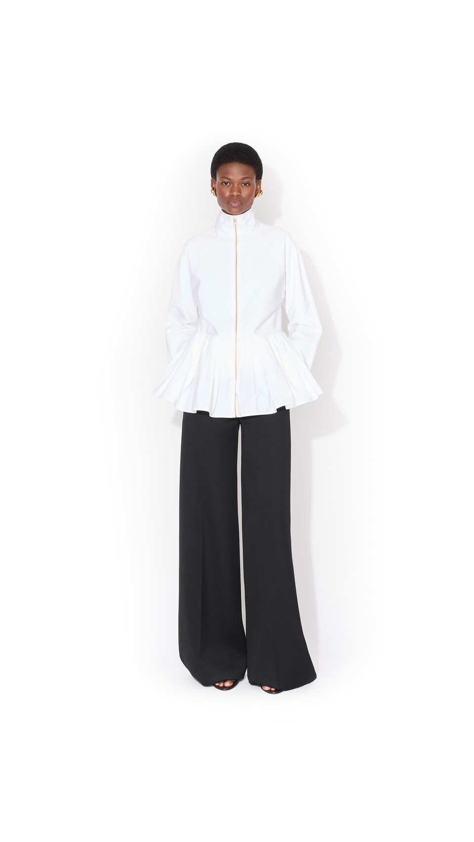 ALA&Iuml;A COTTON POPLIN PEPLUM JACKET WHITE - View 2