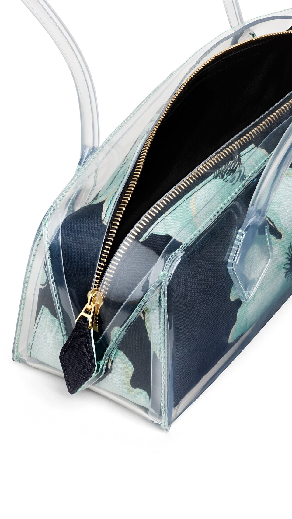 ALA&Iuml;A LE TECKEL MEDIUM BAG IN POLYURETHANE AND FLOWER PRINT BLACK/GREEN - View 3