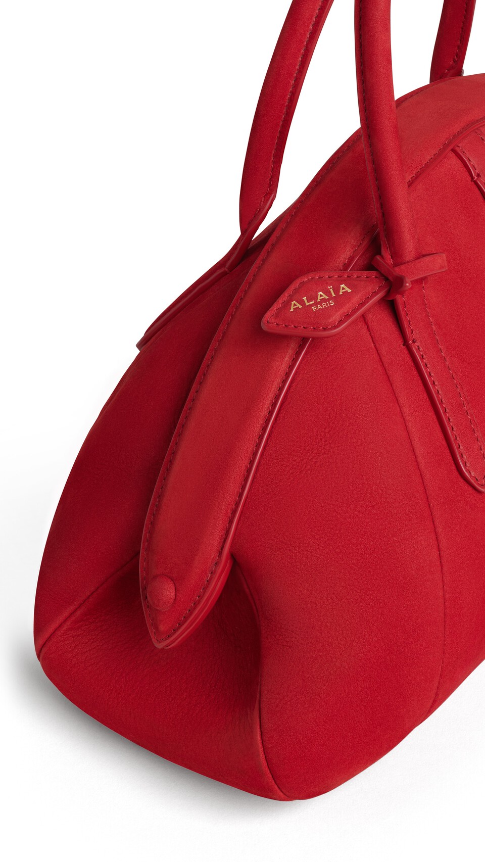 ALA&Iuml;A PURSE TOP HANDLE BAG IN NUBUCK BRIGHT RED - View 3