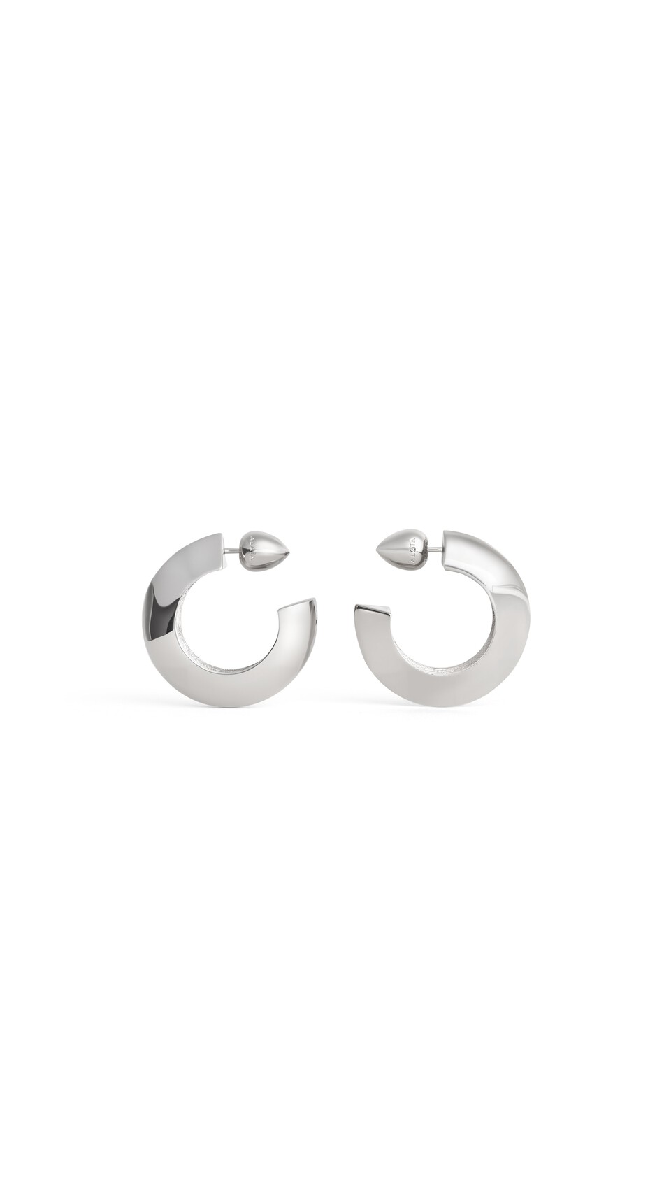 ALA&Iuml;A EDGE HOOPS EARRINGS WHITE SILVER