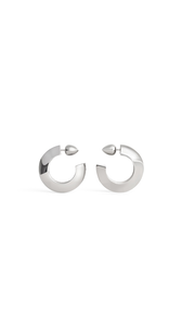 WHITE SILVER - ALA&Iuml;A EDGE HOOPS EARRINGS