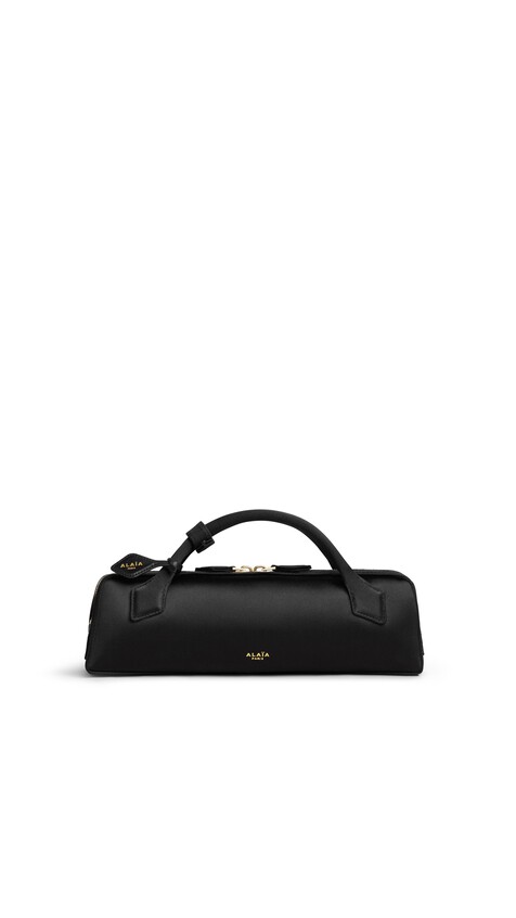 ALA&Iuml;A LE TECKEL CLUTCH IN SATIN BLACK