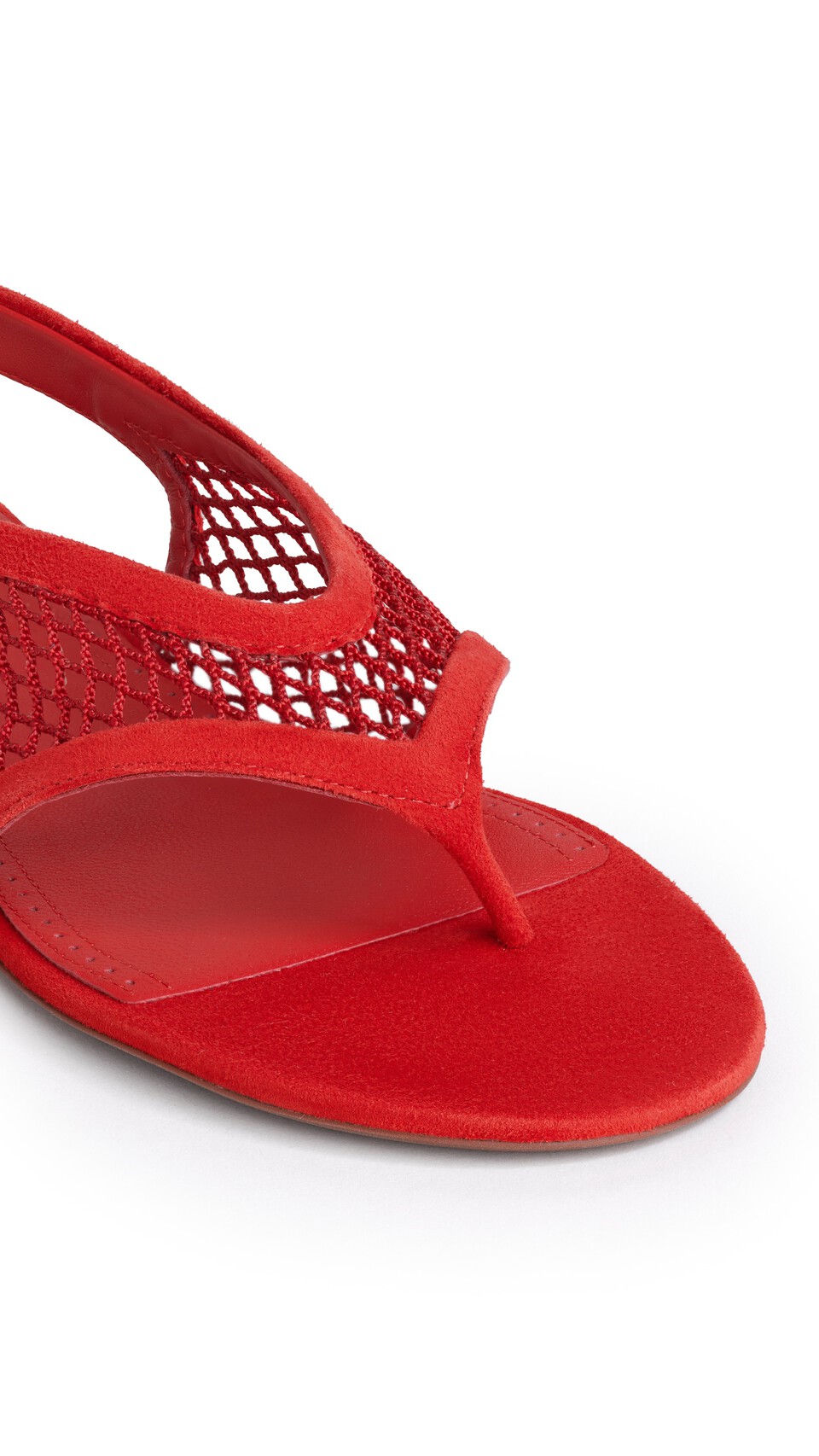 ALA&Iuml;A FISHNET THONG SANDALS IN SUEDE BURNT ORANGE - View 3