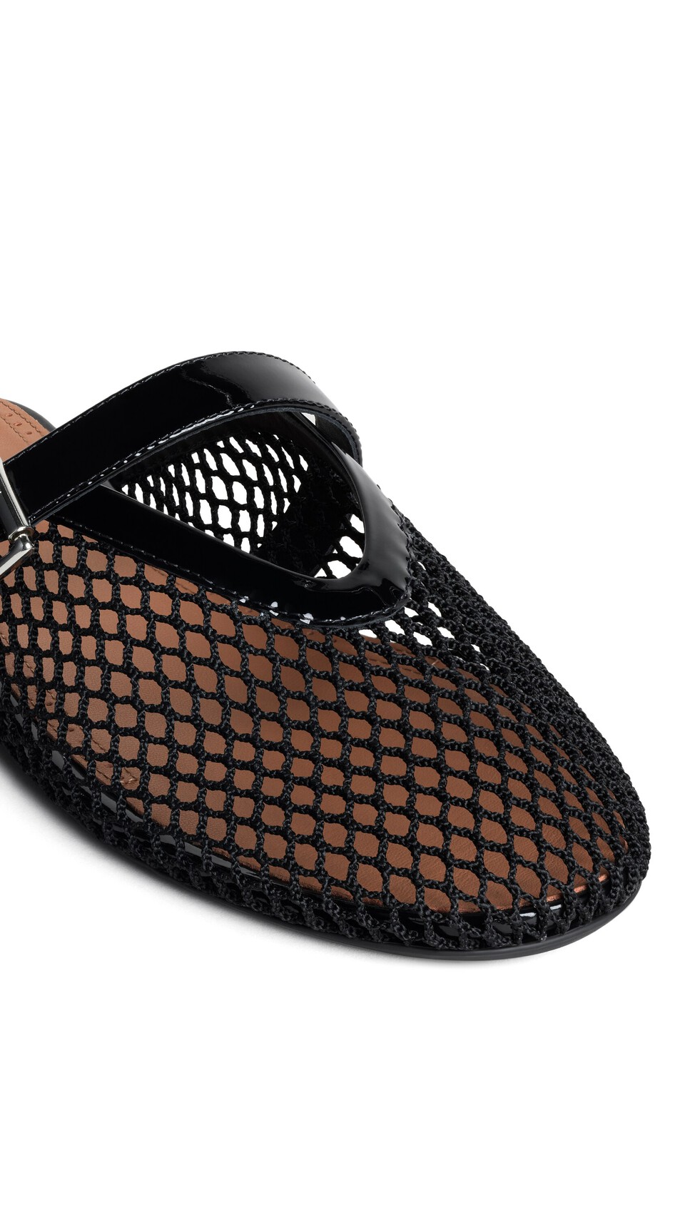 ALA&Iuml;A FLAT MULES IN FISHNET BLACK - View 3